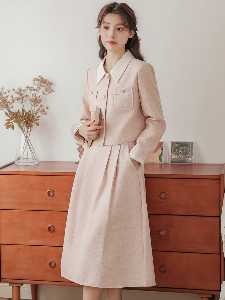 Sweet French Style Two-Piece Shirt and Skirt Set - Image 3