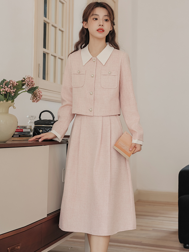 Sweet French Style Two-Piece Shirt and Skirt Set - Image 4