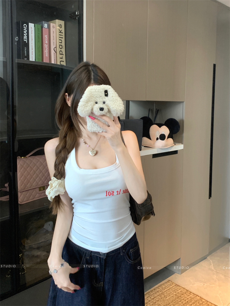 American Letter Print Tank Top for Women Sexy Camisole