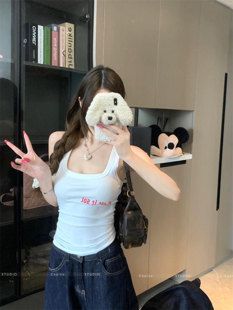 American Letter Print Tank Top for Women Sexy Camisole - Image 2