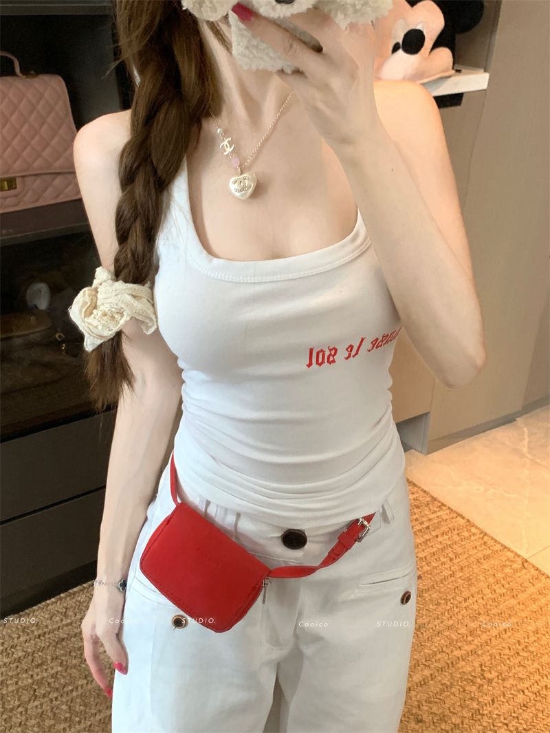 American Letter Print Tank Top for Women Sexy Camisole - Image 3