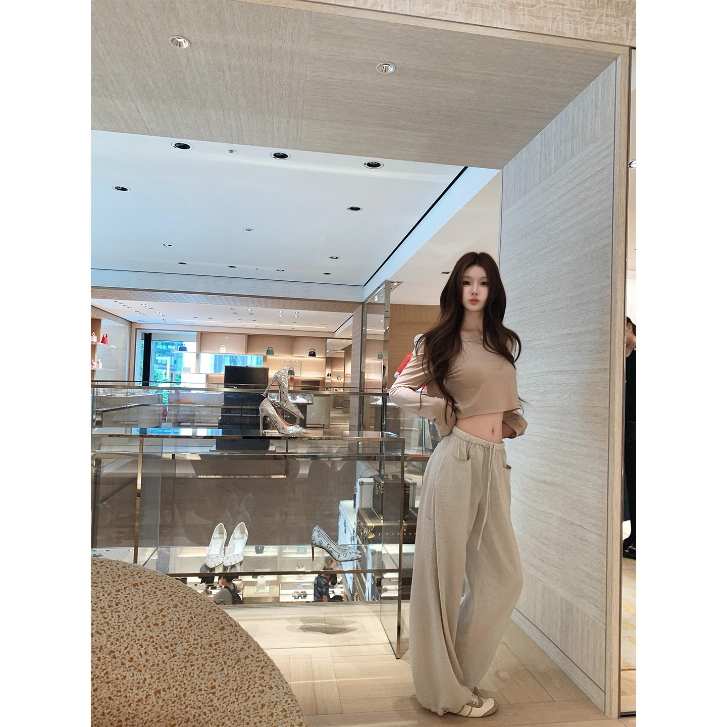 Women's Striped Wide-Leg Casual Pants with Elastic Waist