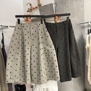 Women's Retro High Waist Polka Dot Wide Leg Capri Pants 2026 Early Autumn Loose Casual