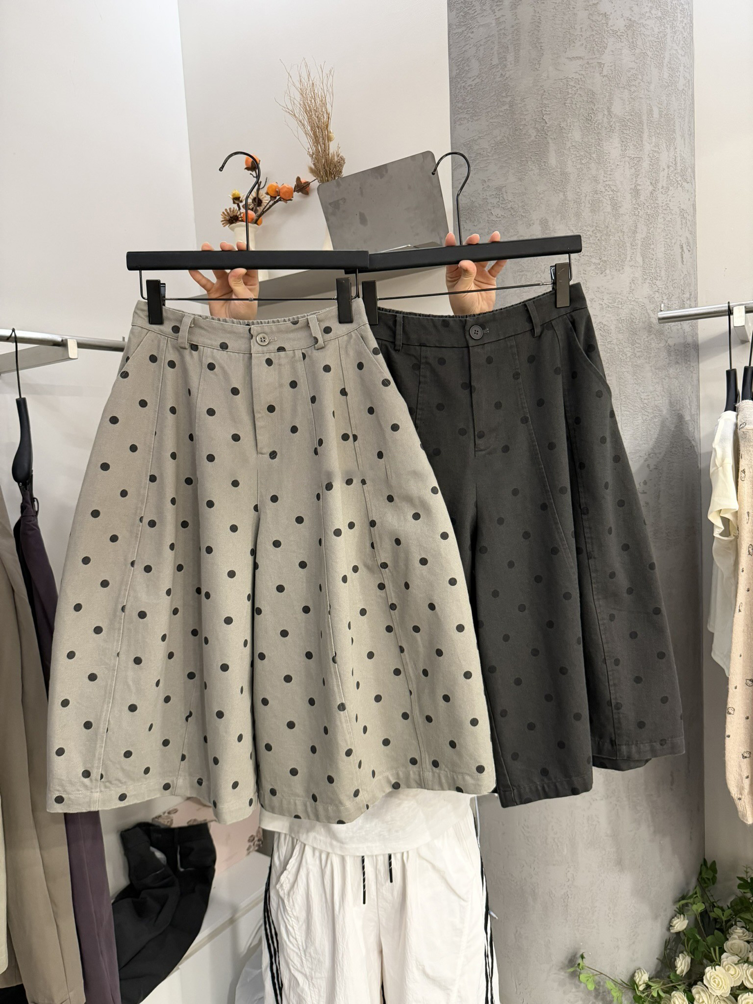 Women's Retro High Waist Polka Dot Wide Leg Capri Pants 2026 Early Autumn Loose Casual
