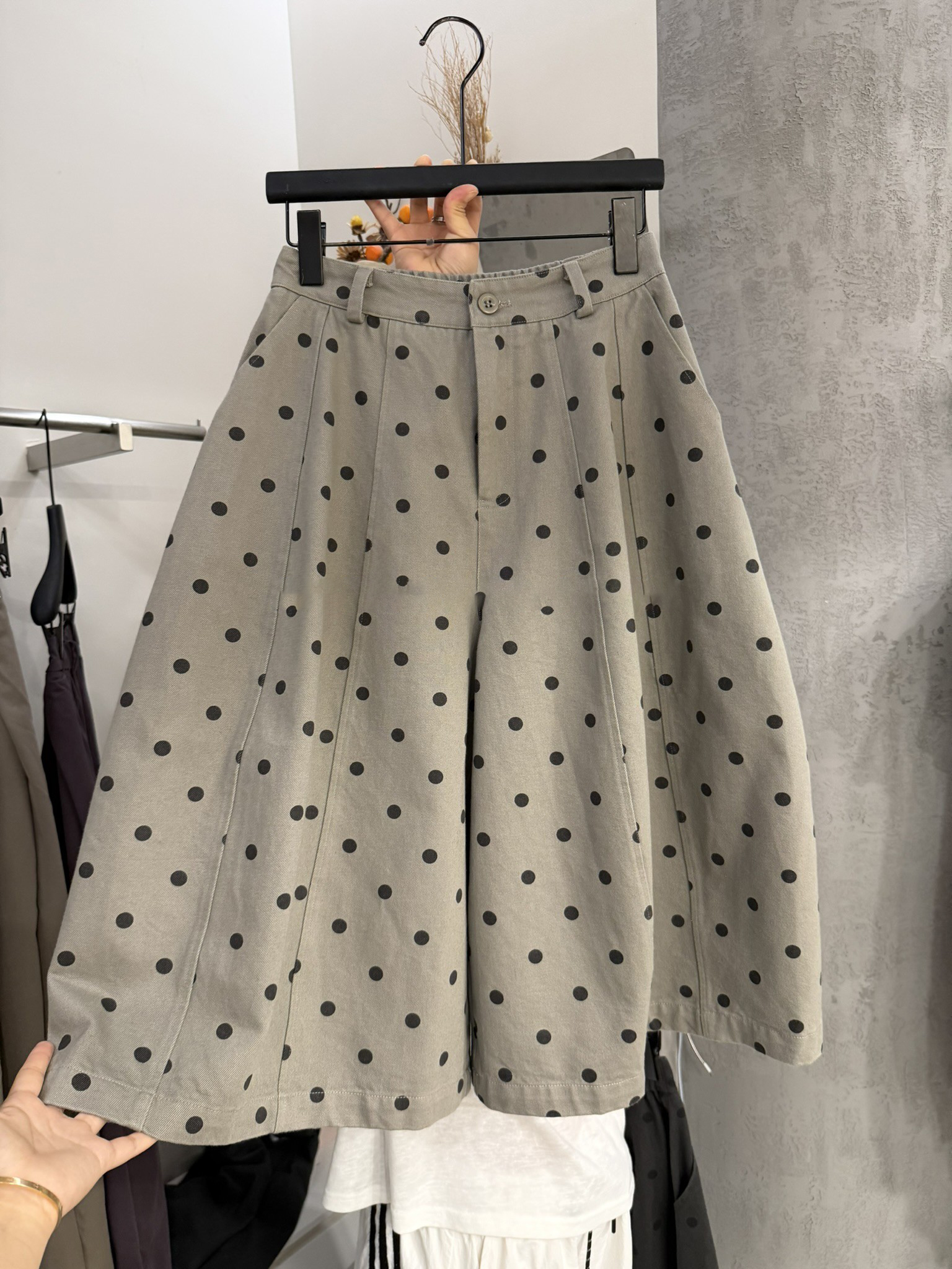 Women's Retro High Waist Polka Dot Wide Leg Capri Pants 2026 Early Autumn Loose Casual - Image 4