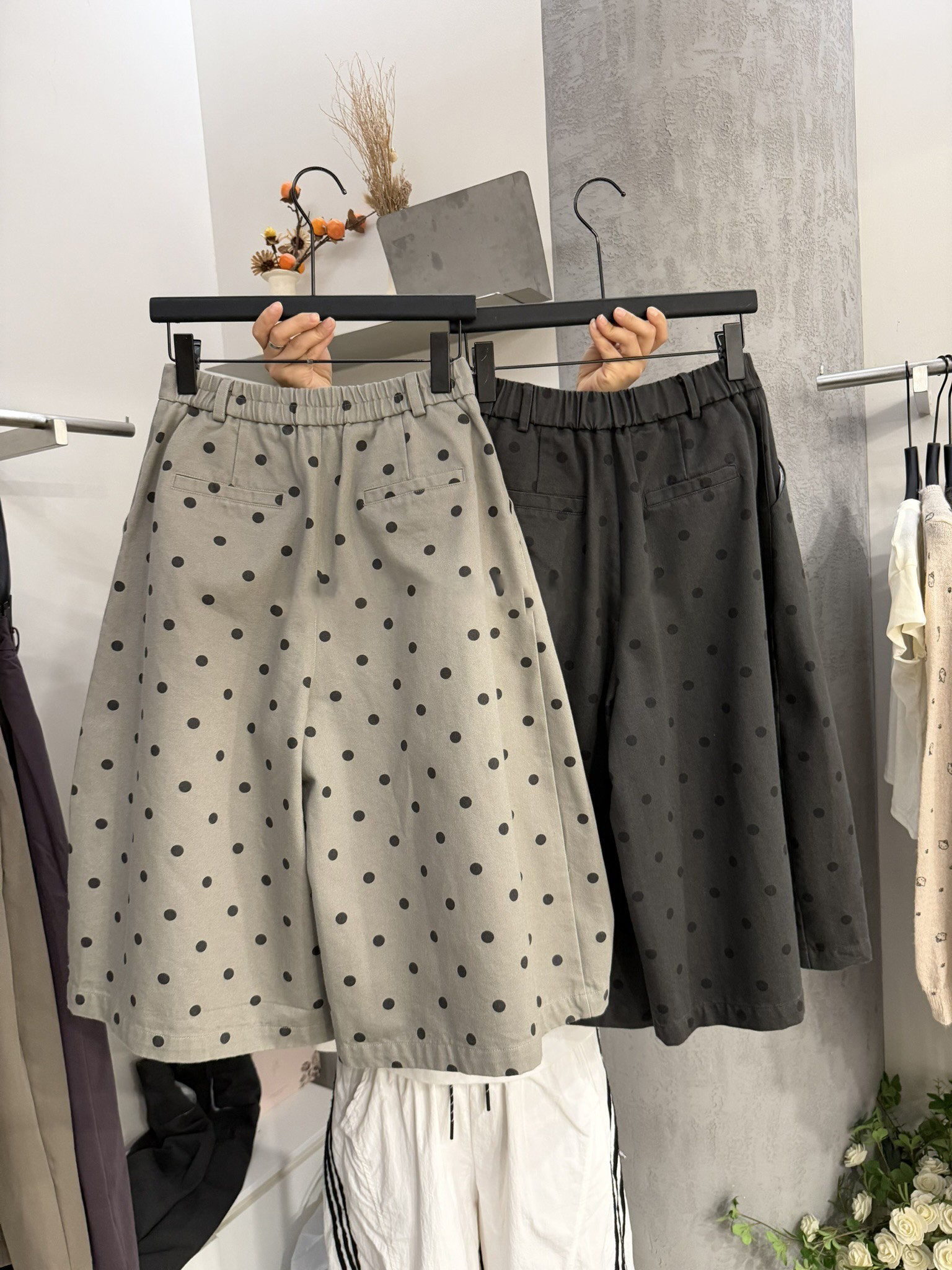 Women's Retro High Waist Polka Dot Wide Leg Capri Pants 2026 Early Autumn Loose Casual - Image 2