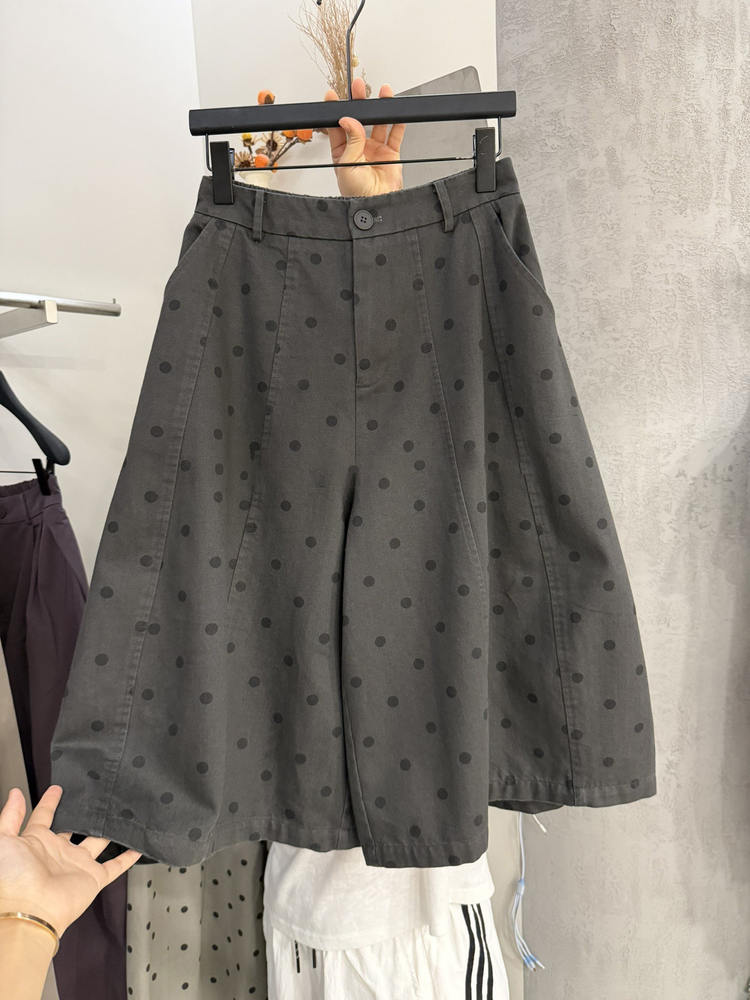 Women's Retro High Waist Polka Dot Wide Leg Capri Pants 2026 Early Autumn Loose Casual - Image 3