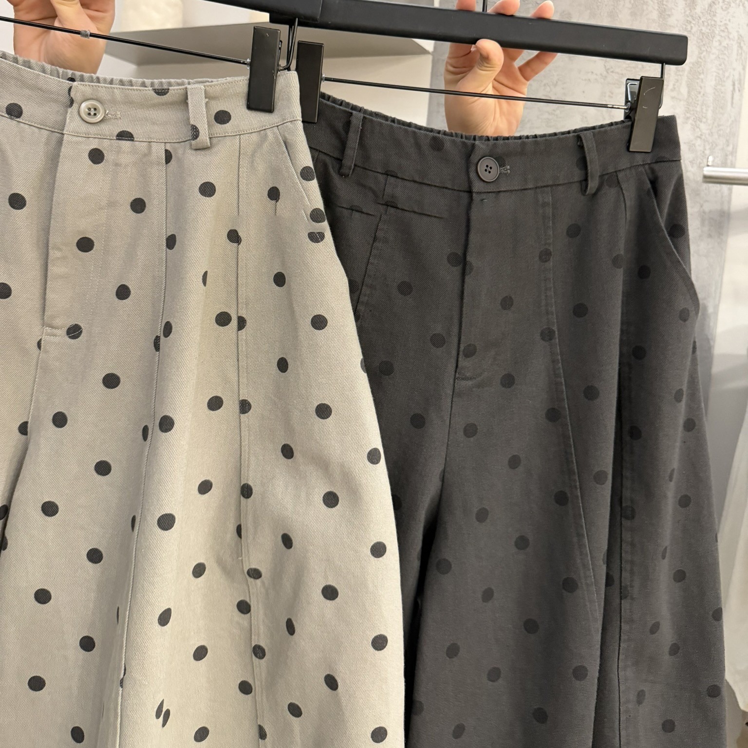 Women's Retro High Waist Polka Dot Wide Leg Capri Pants 2026 Early Autumn Loose Casual - Image 5