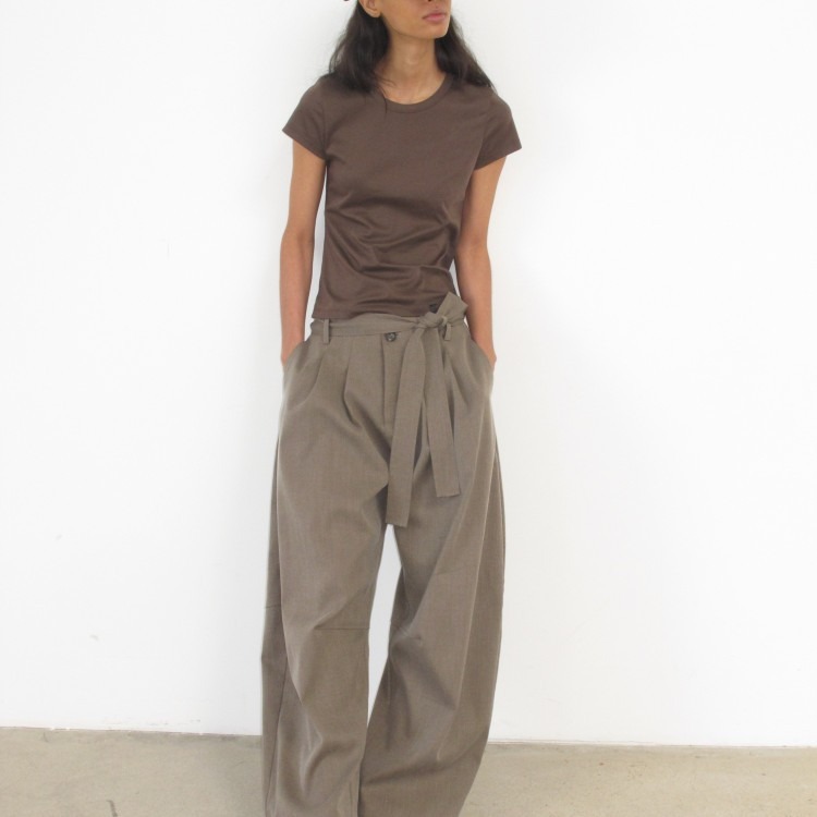 Women's Wide-Leg Casual Pants with Belt and Pleated Low-Rise Loose Fit - Image 3