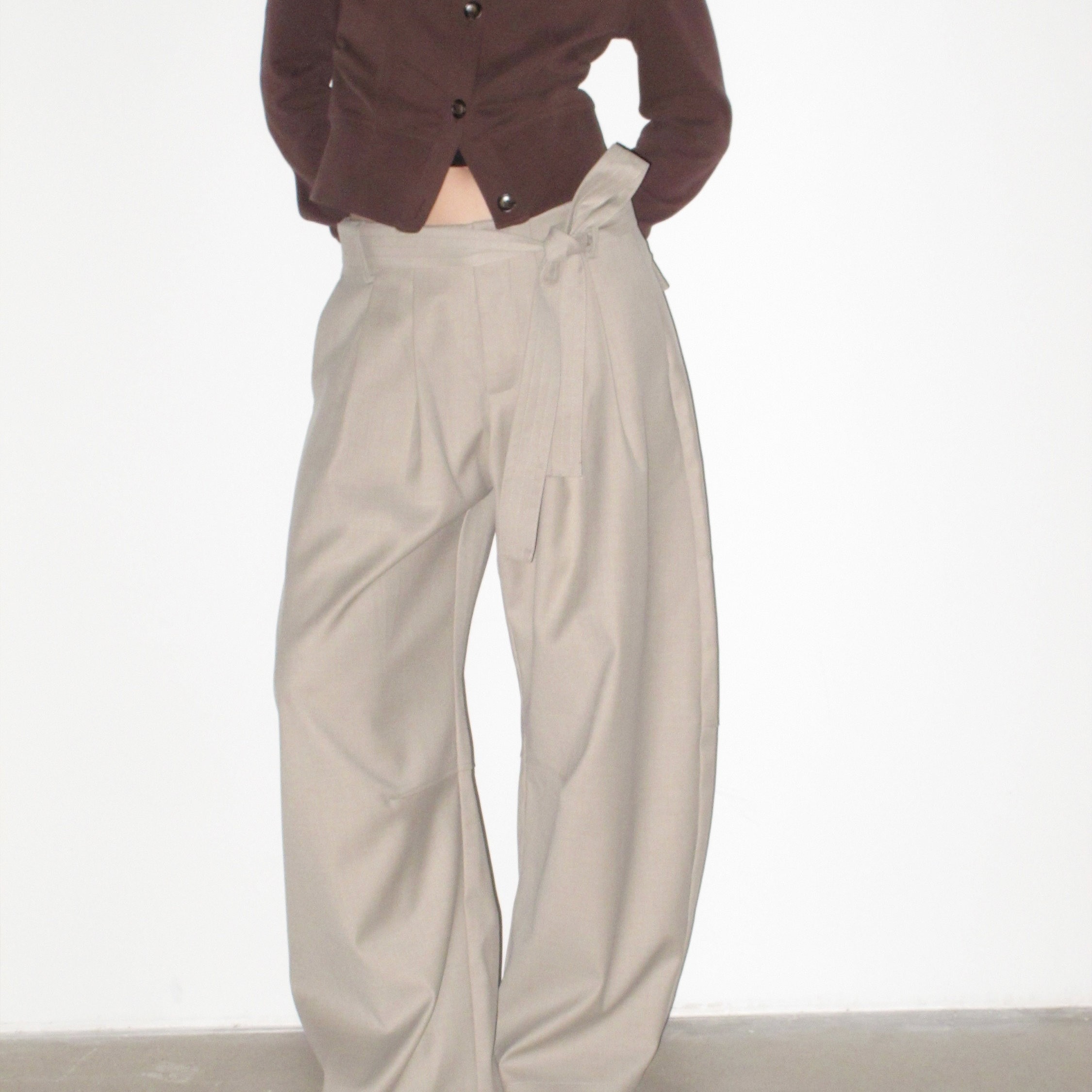 Women's Wide-Leg Casual Pants with Belt and Pleated Low-Rise Loose Fit - Image 2