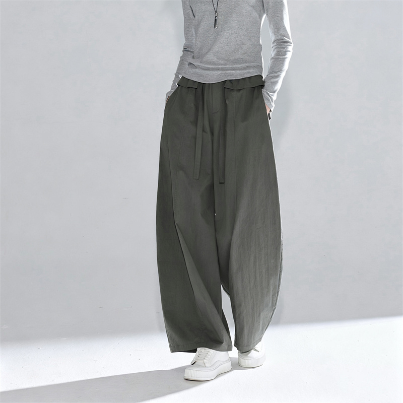 2026 Early Autumn New Casual Pants Elastic High Waist Ribbon Loose Balloon Pants Wide Leg Long Pants Women - Image 2