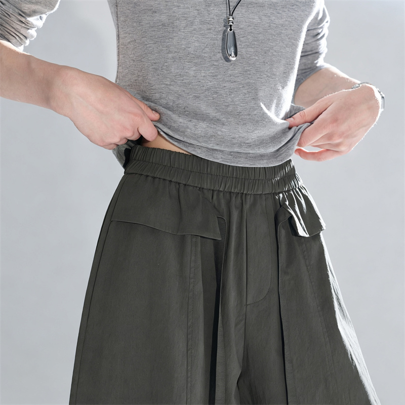 2026 Early Autumn New Casual Pants Elastic High Waist Ribbon Loose Balloon Pants Wide Leg Long Pants Women - Image 4